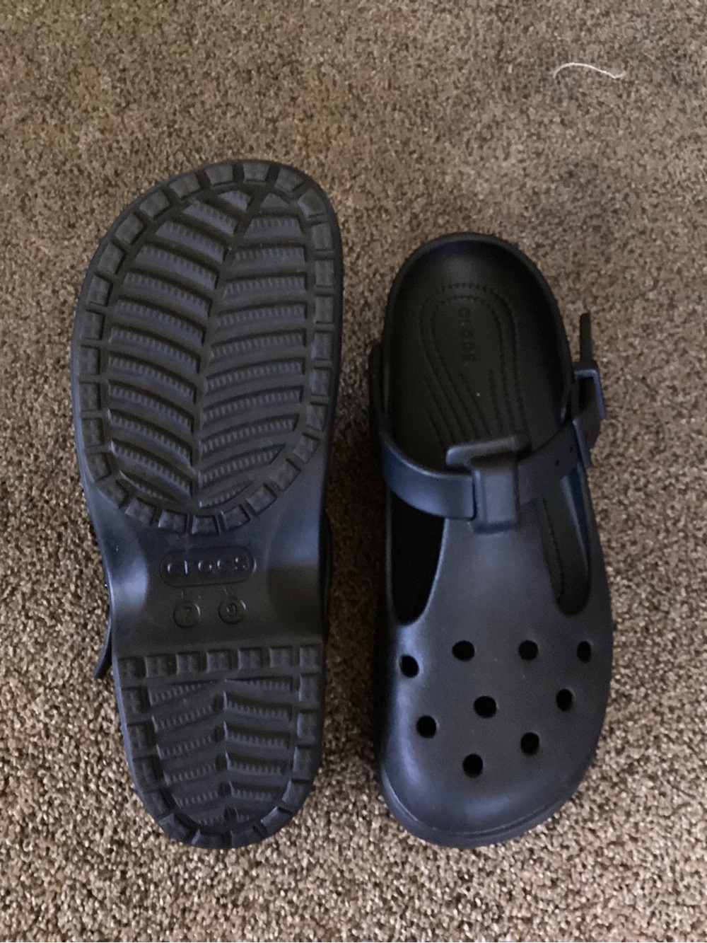 CROCS Black Women's Slip-On Clog Sandals with Adjustable Strap - Picture 3 of 5